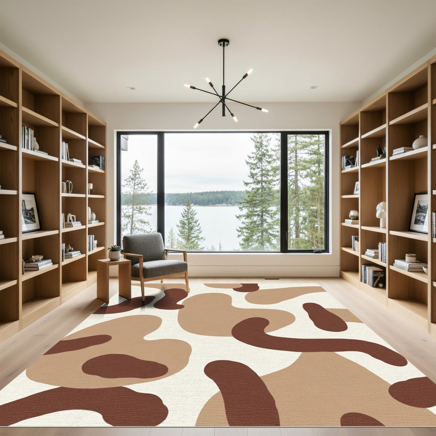 Earthy Abstract Organic Fluid Shapes Rug