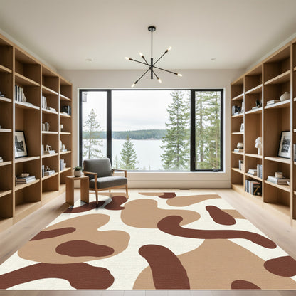 Earthy Abstract Organic Fluid Shapes Rug