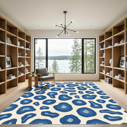 Midnight Blue Abstract Spot Rug