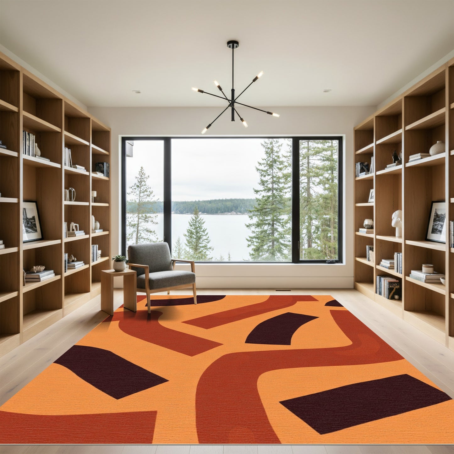 Terracotta Swirl Abstract Composition Rug