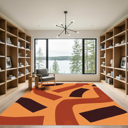 Terracotta Swirl Abstract Composition Rug