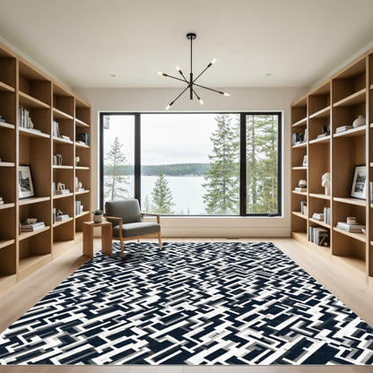 Monochromatic Interlocking Geometric Labyrinth Rug