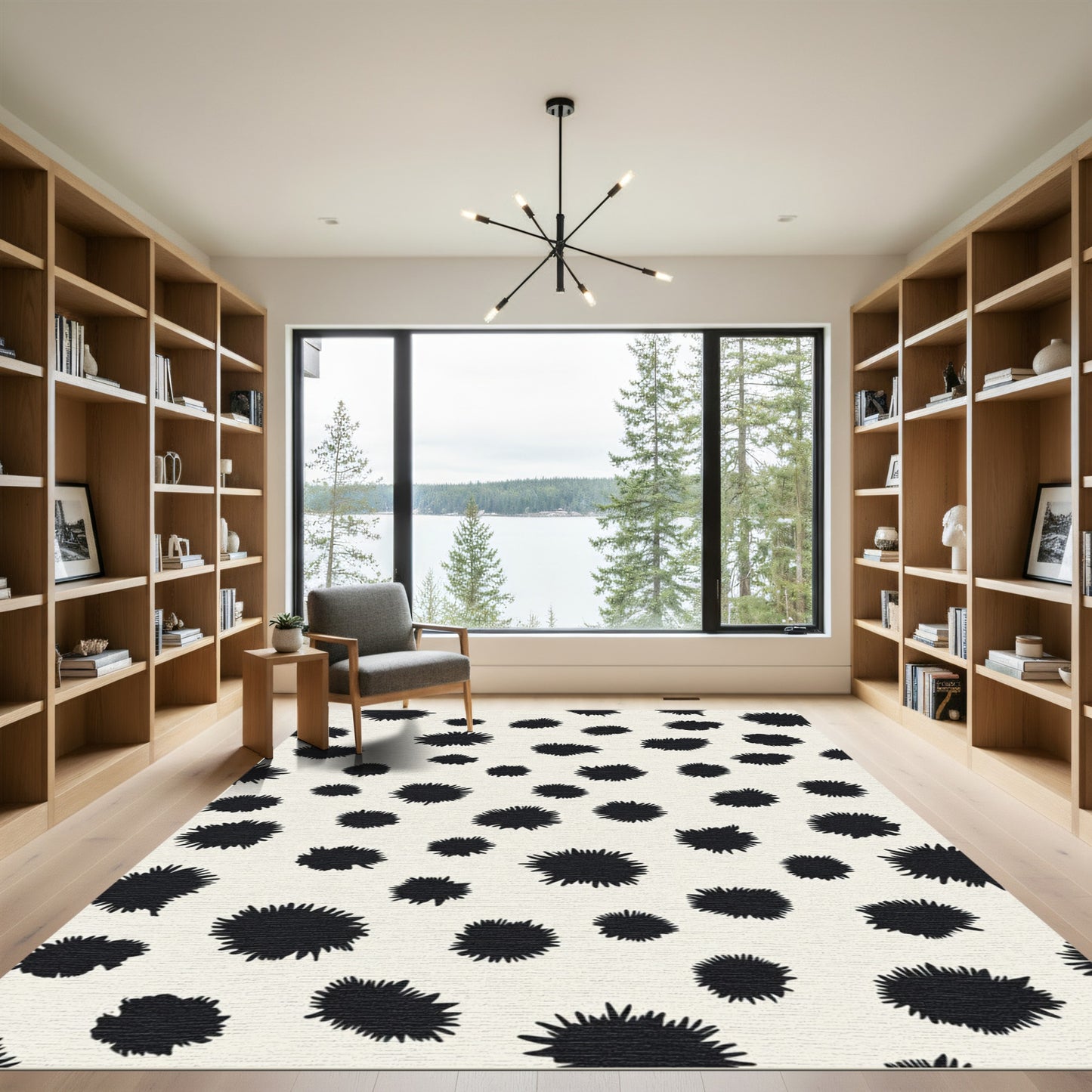 Black Spiky Irregular Spots Rug