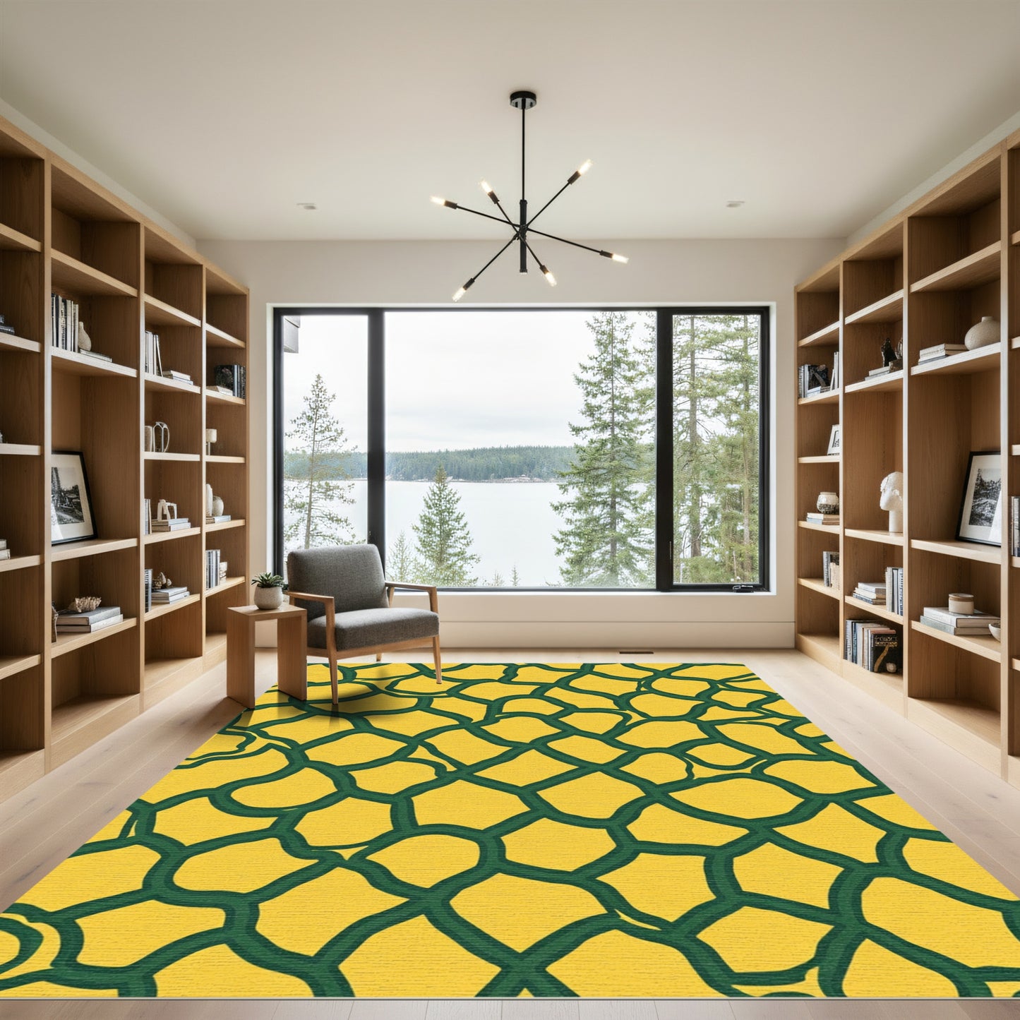 Ornate Yellow Green Giraffe Texture Rug