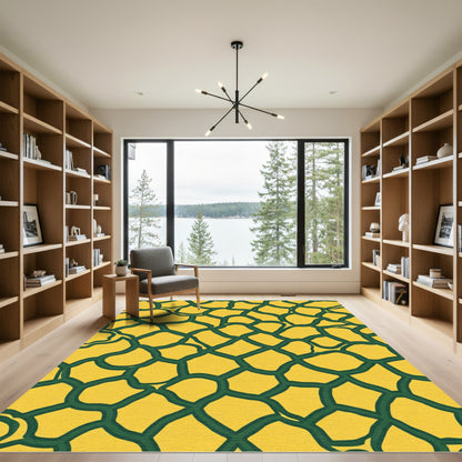 Ornate Yellow Green Giraffe Texture Rug