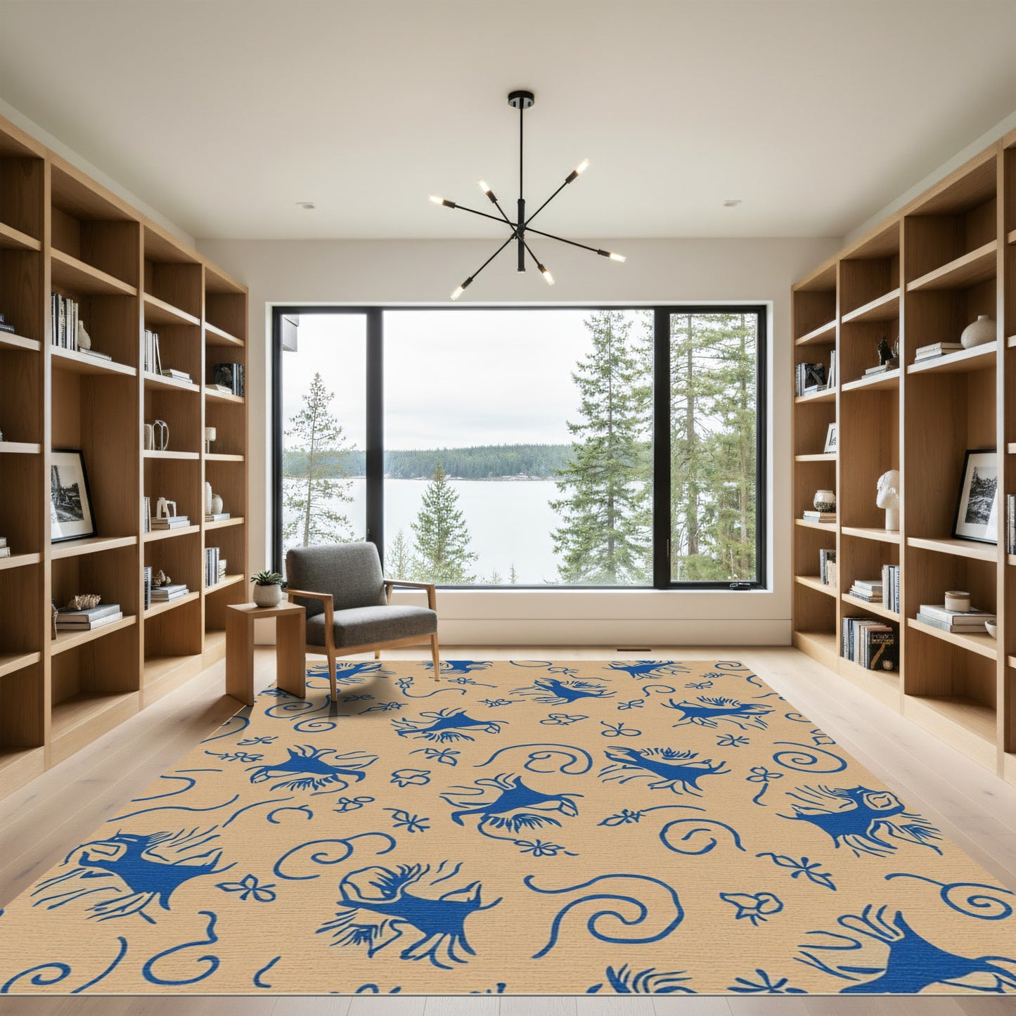 Whimsical Blue Herd Meadow Rug