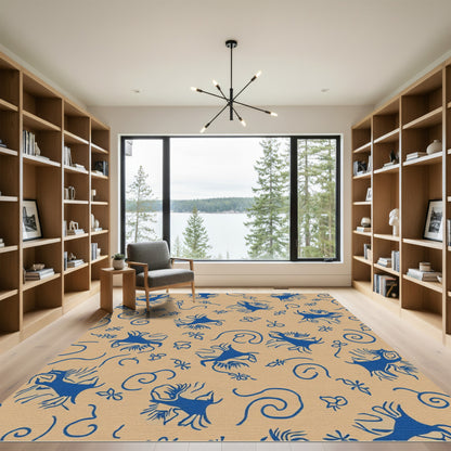 Whimsical Blue Herd Meadow Rug