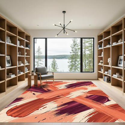 Bold Orange And Plum Swirls Rug