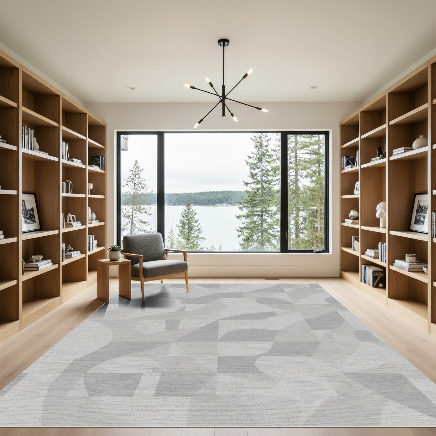 Monochromatic Subtle Geometric Swirl Rug
