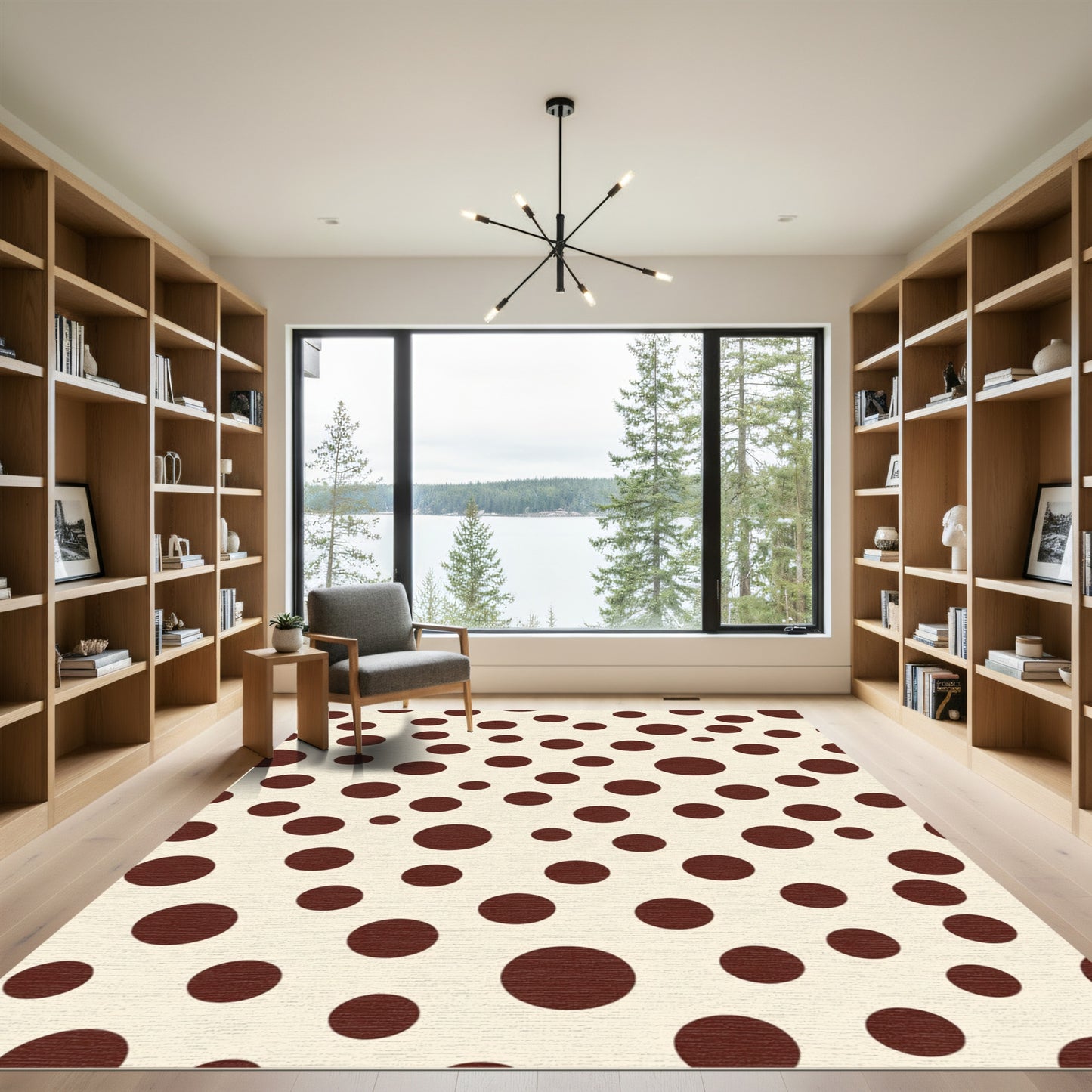 Brown Circles On Cream Background Rug