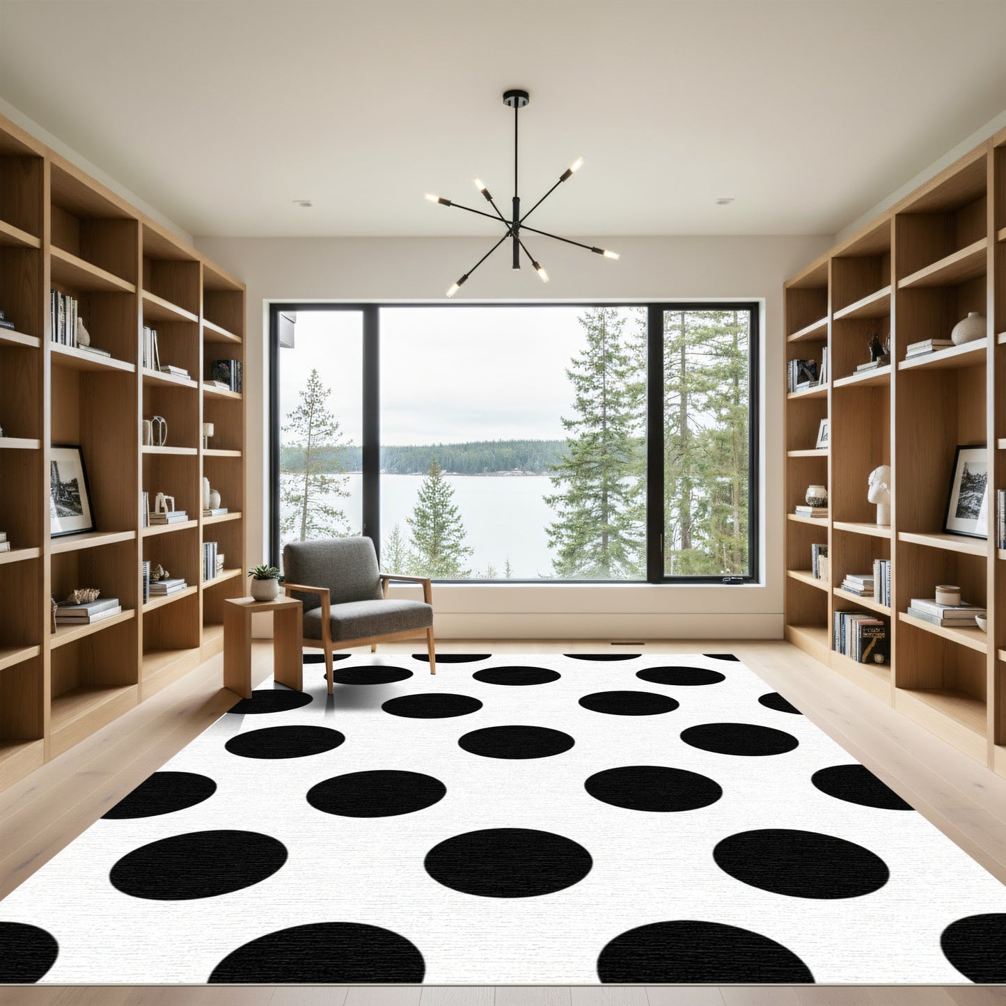 Classic Black White Polka Dot Collection Rug