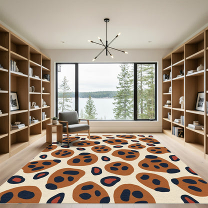 Abstract Brown Spots And Dots Rug