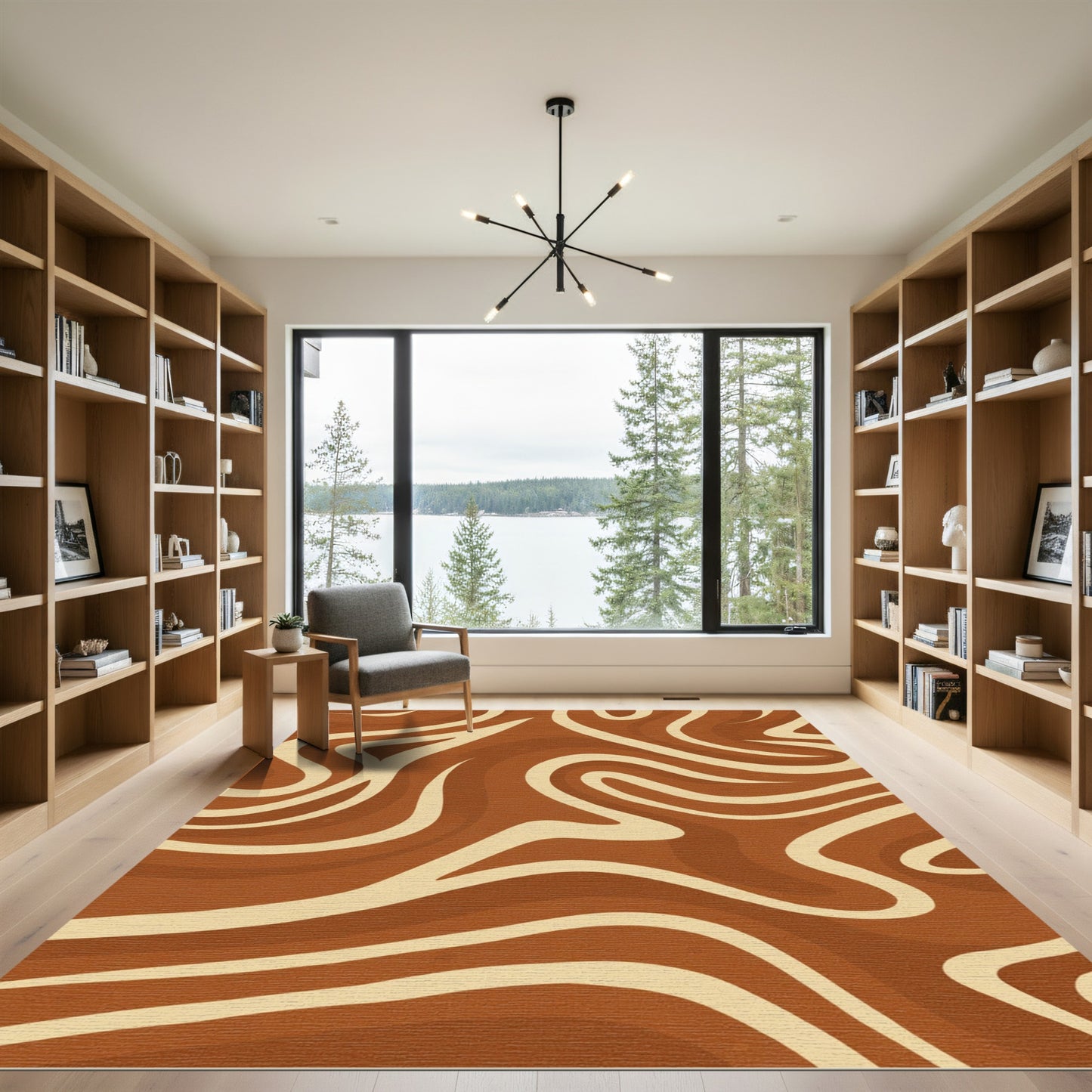 Warm Cream Swirl Layers Rug