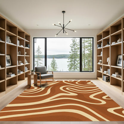 Warm Cream Swirl Layers Rug