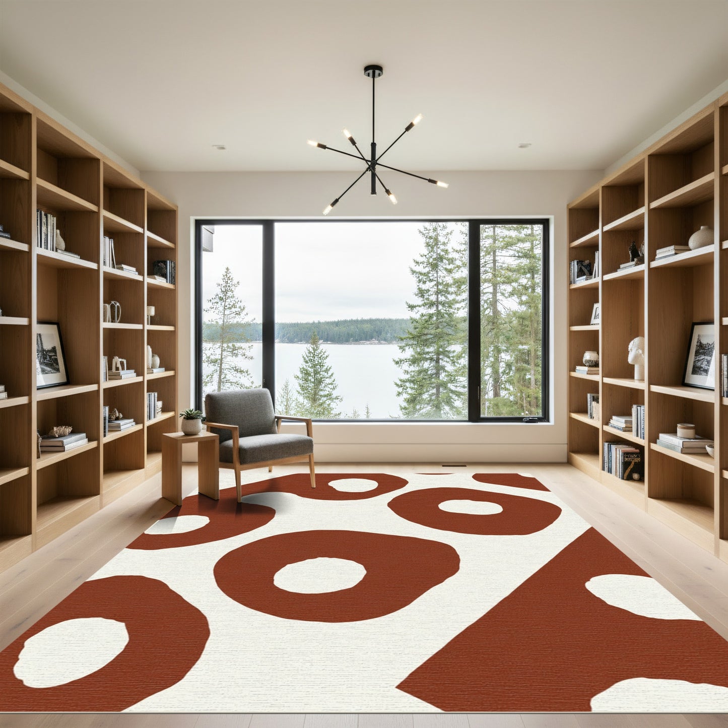 Terracotta Abstract Organic Circles Rug