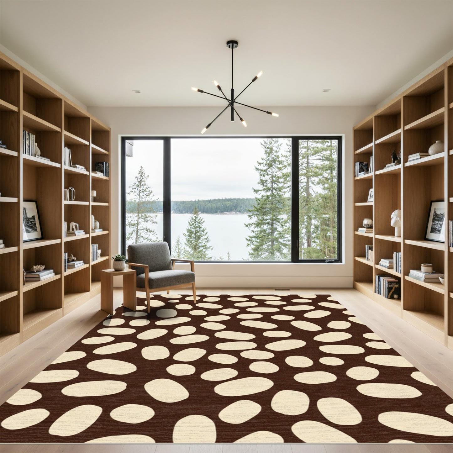 Brown Cream Pebble Scatter Rug