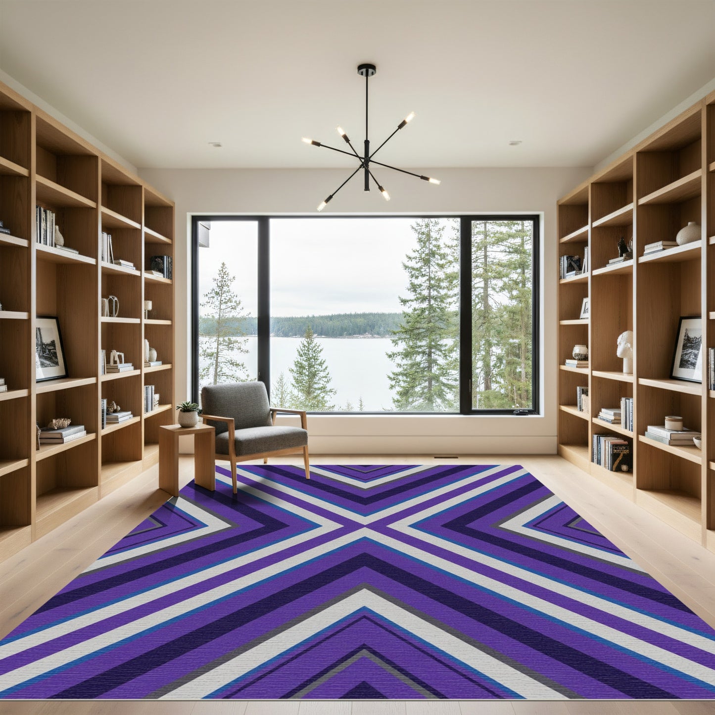 Bold Violet Angled Chevron Rug