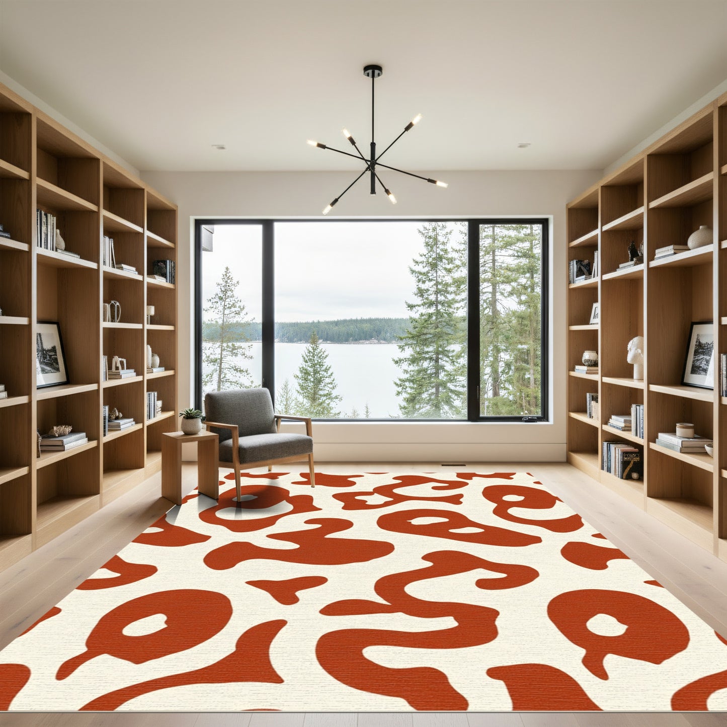 Rust Organic Blob Composition Rug