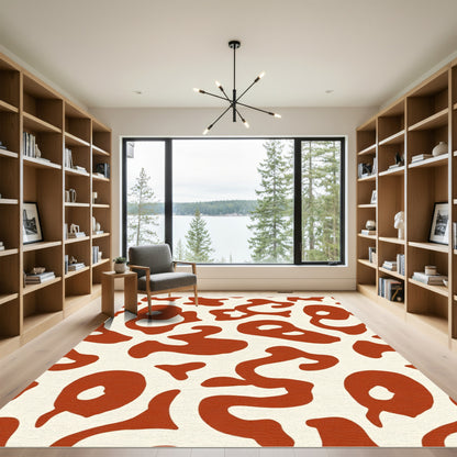 Rust Organic Blob Composition Rug