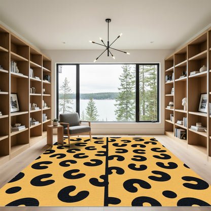 Golden Black Curve Spots Rug