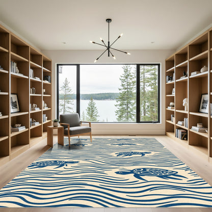 Navy Blue Turtle Wave Harmony Rug