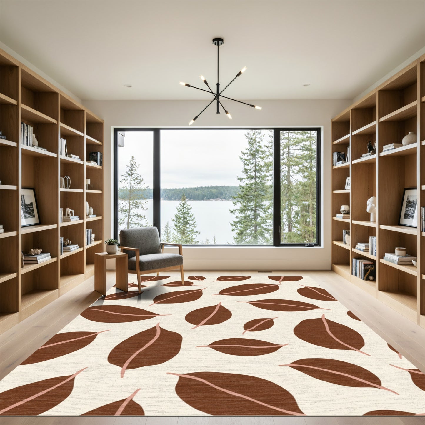 Earth Tone Abstract Leaf Scatter Rug