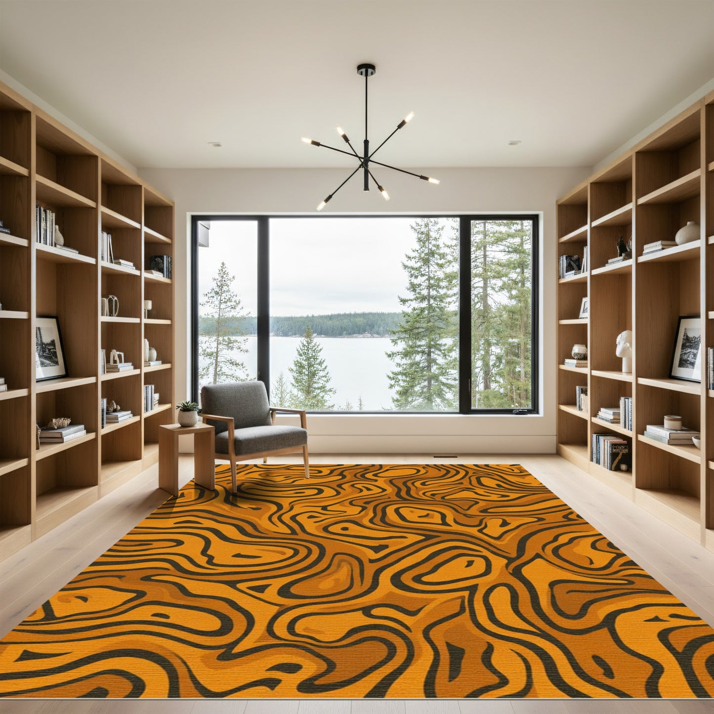 Amber Swirl Abstract Lines Rug