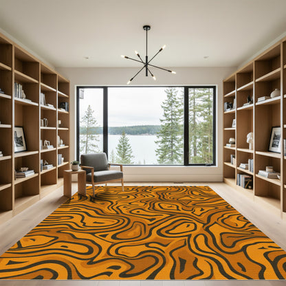 Amber Swirl Abstract Lines Rug