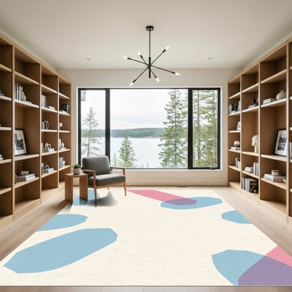 Soft Pink Blue Abstract Shape Rug