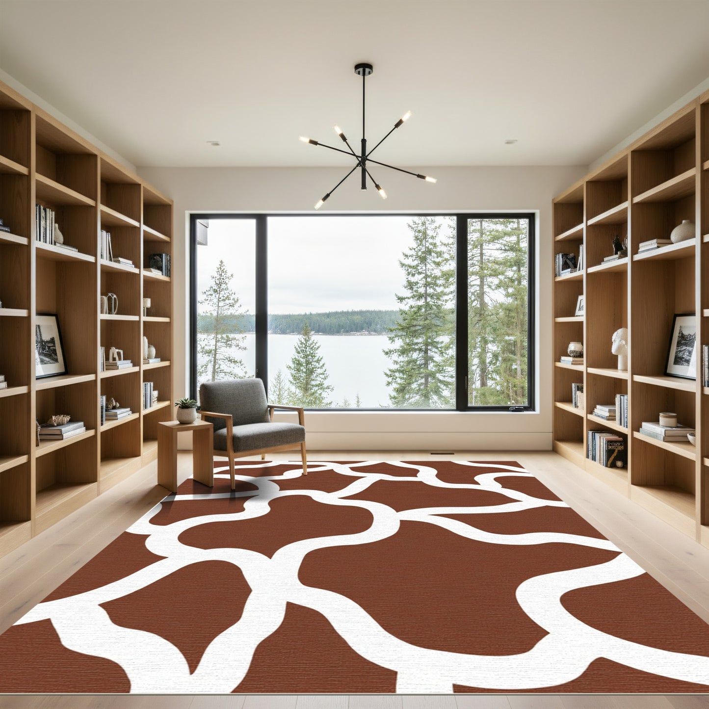 Brown White Naturalistic Spots Rug