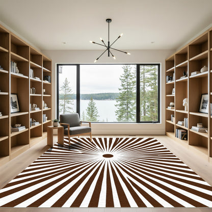 Brown Sunburst Radial Rug