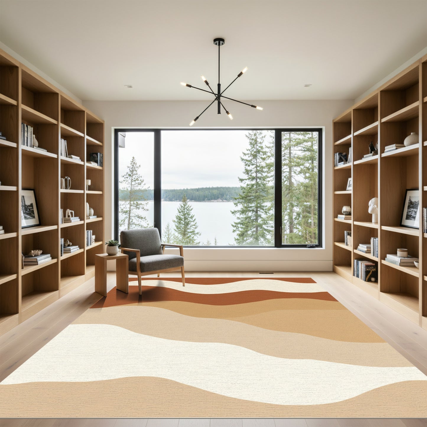 Terracotta Abstract Organic Wave Rug