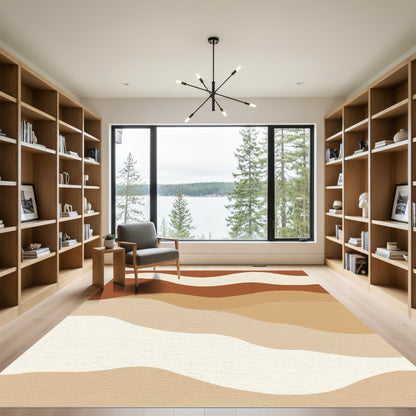 Terracotta Abstract Organic Wave Rug