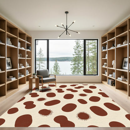 Brown Organic Shapes Cream Scatter Rug