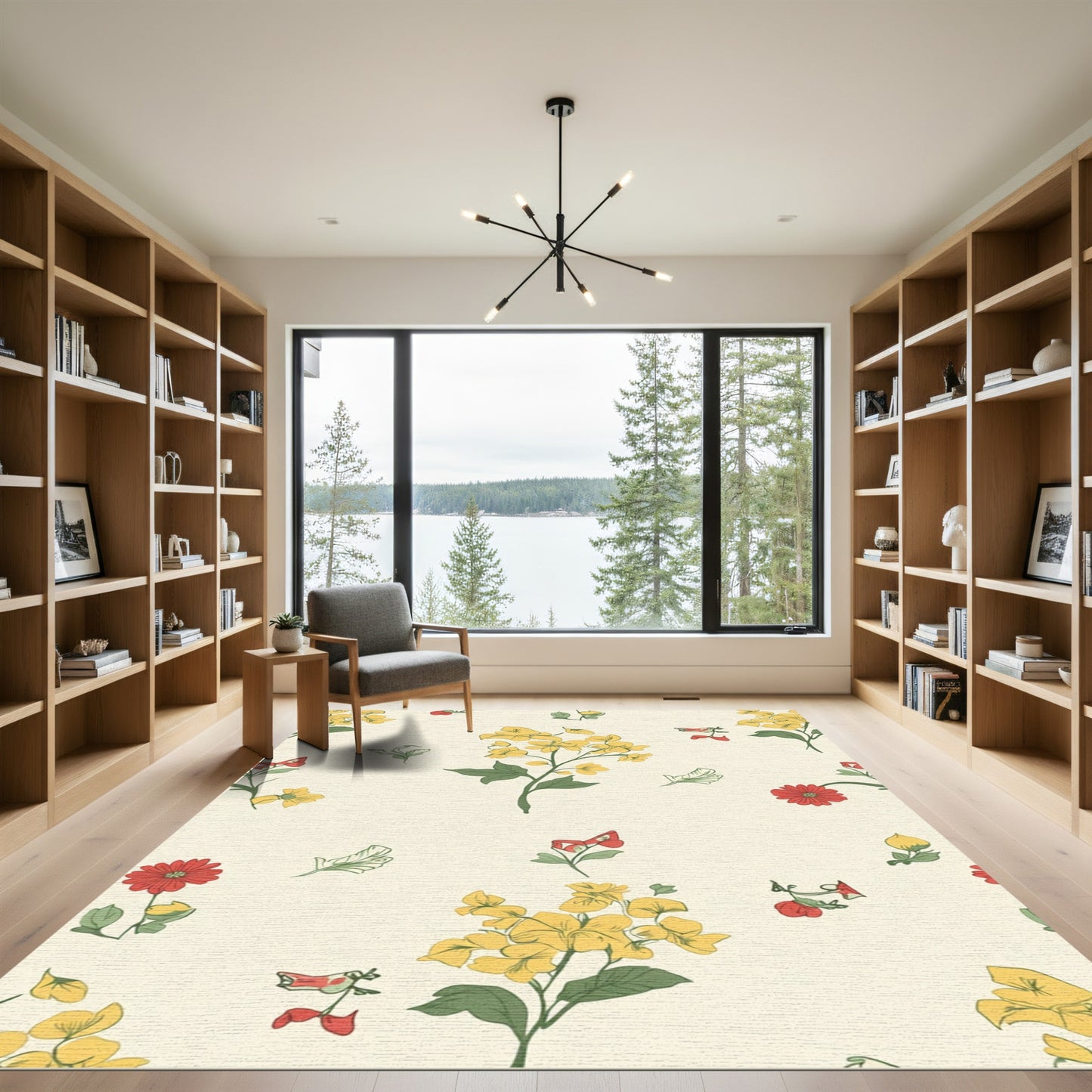 Yellow Red Blooming Botanical Garden Rug