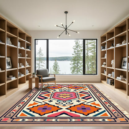 Vibrant Geometric Medallion Bazaar Rug