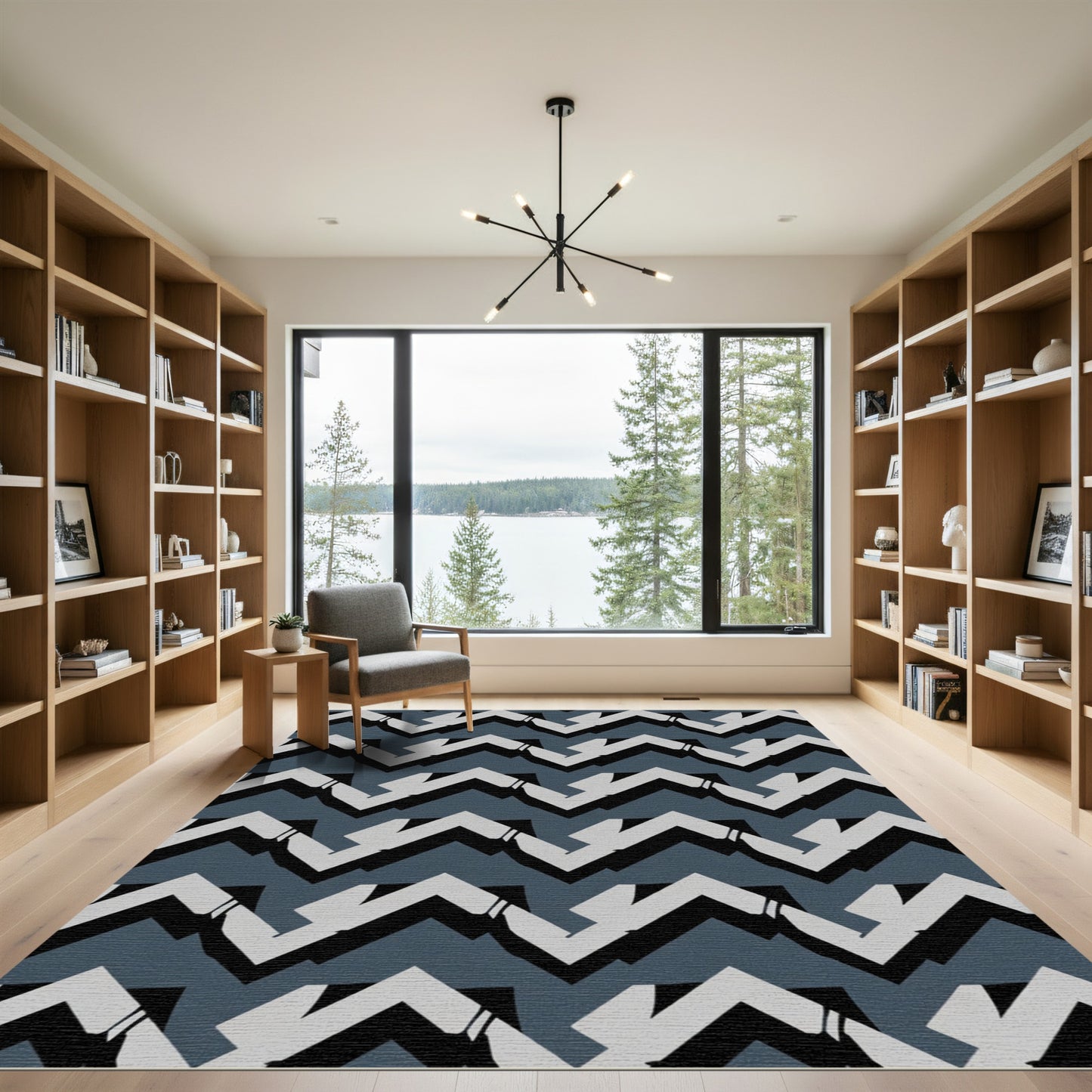 Geometric Slate Zigzag Accordion Rug