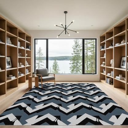 Geometric Slate Zigzag Accordion Rug