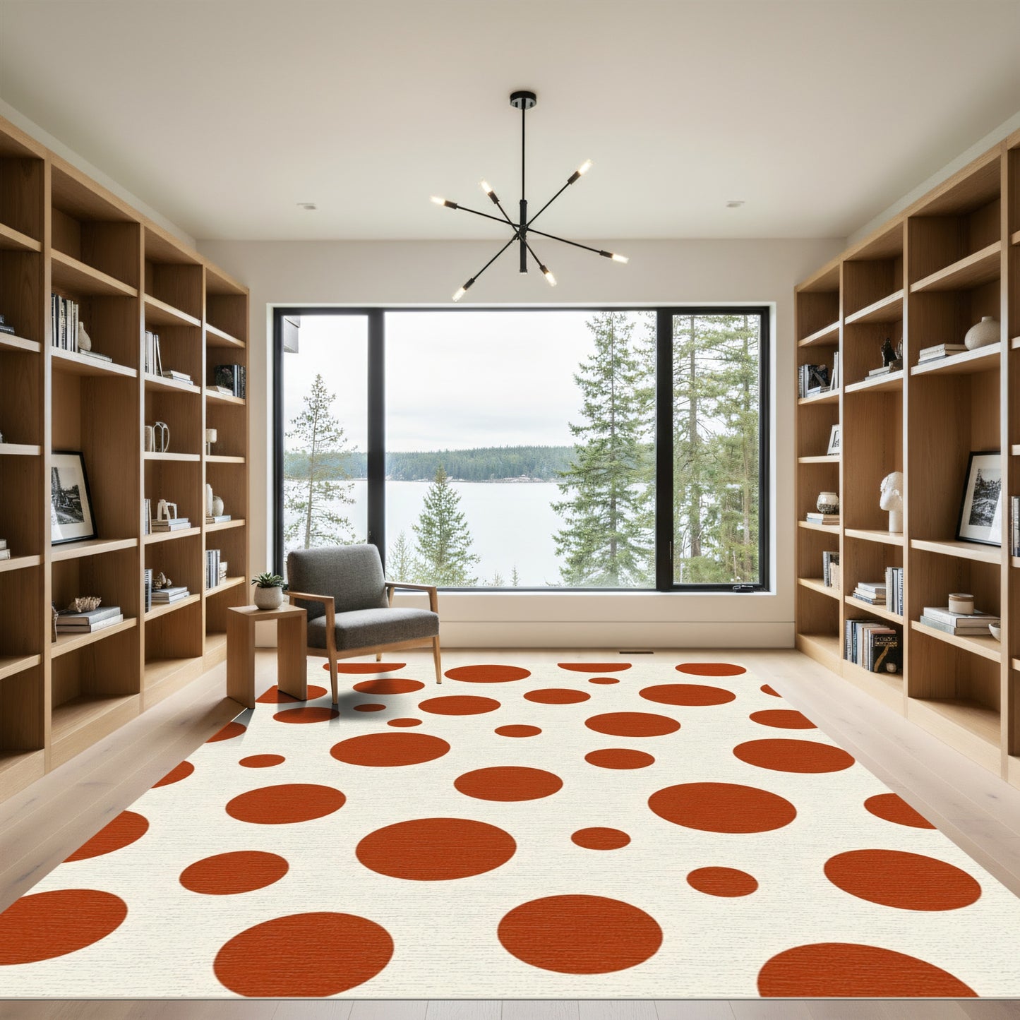 Rust Dots Cream Background Rug