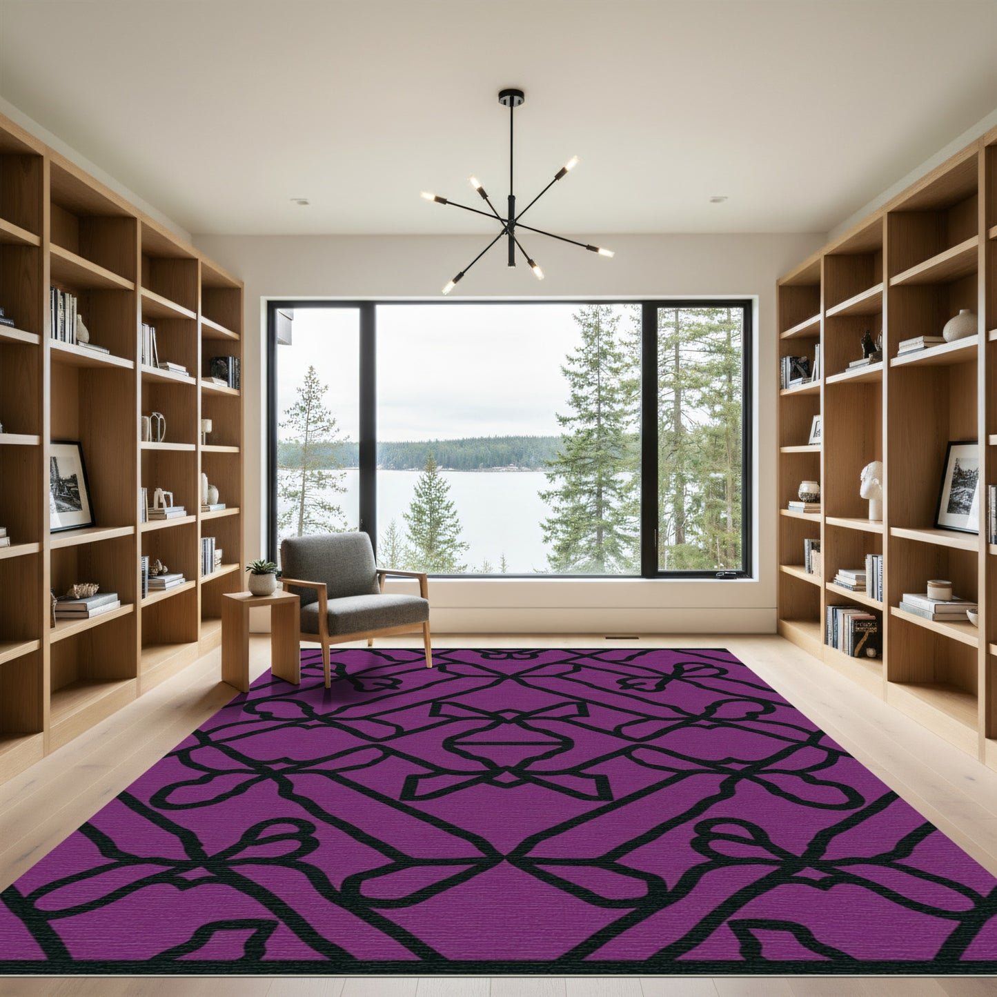 Plum Purple Interlocking Bow Ribbon Rug
