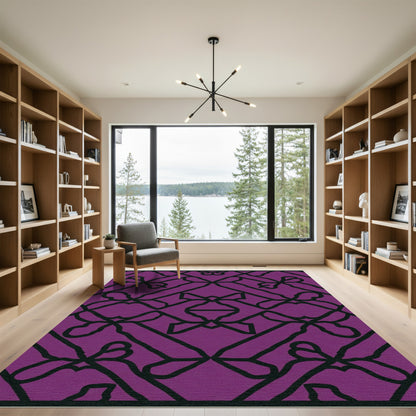 Plum Purple Interlocking Bow Ribbon Rug