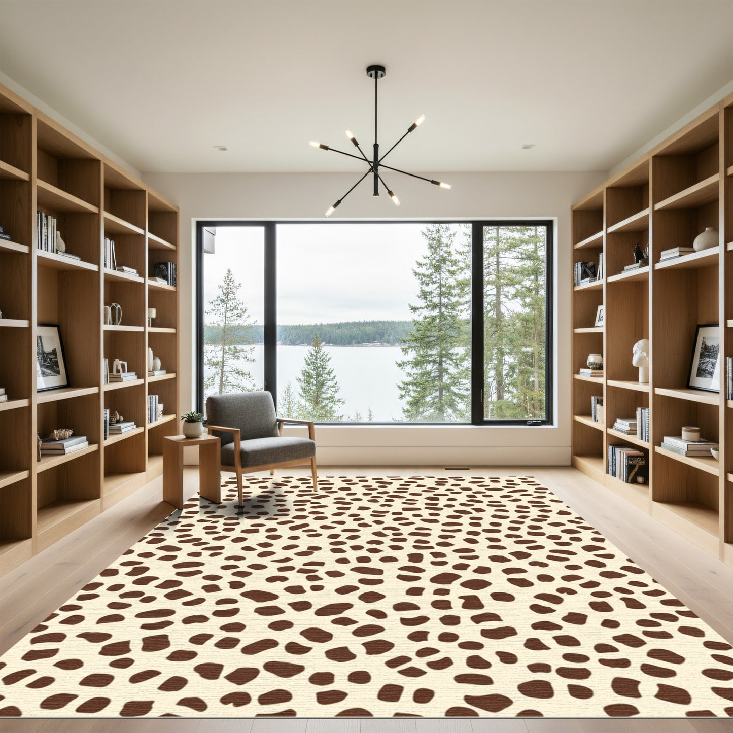 Brown Spots Abstract Cream Rug