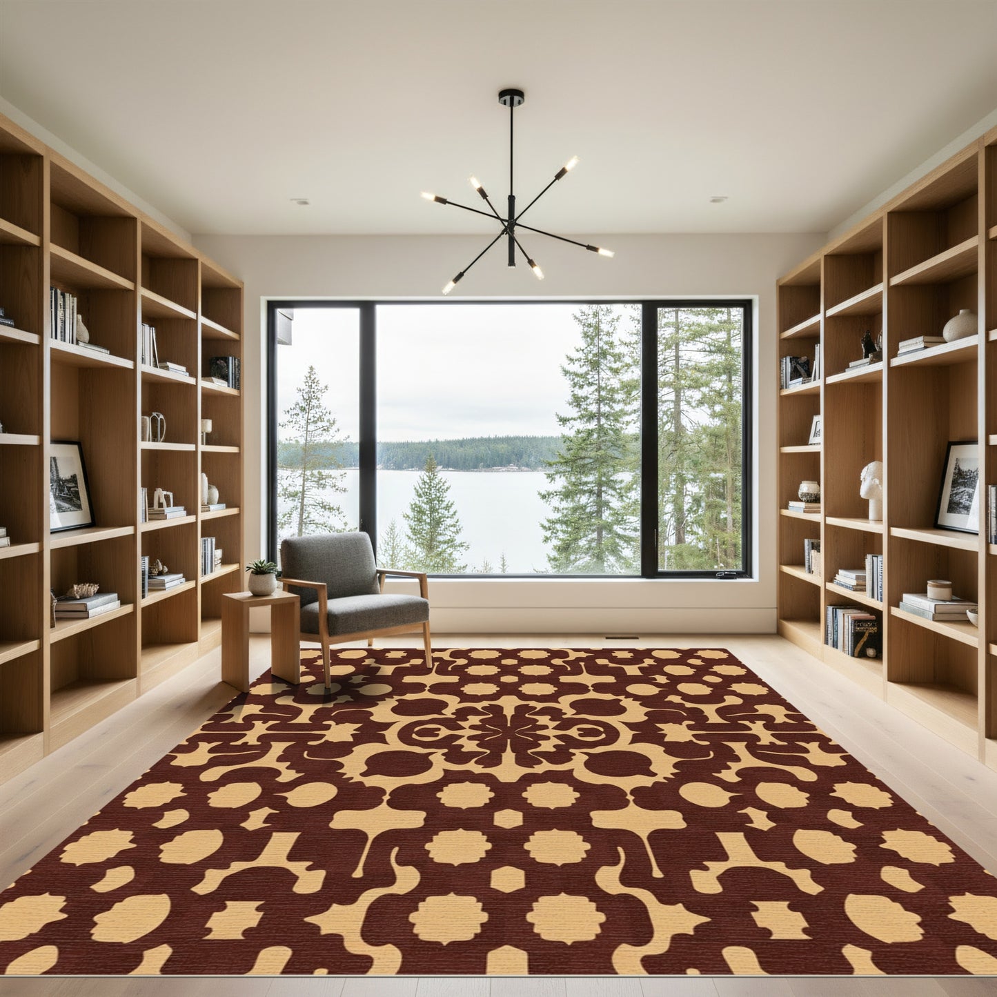 Brown Beige Ornate Geometric Medallion Rug