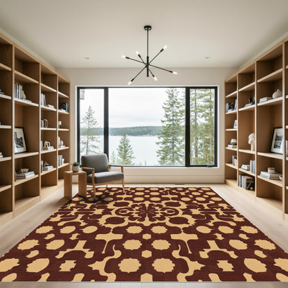 Brown Beige Ornate Geometric Medallion Rug