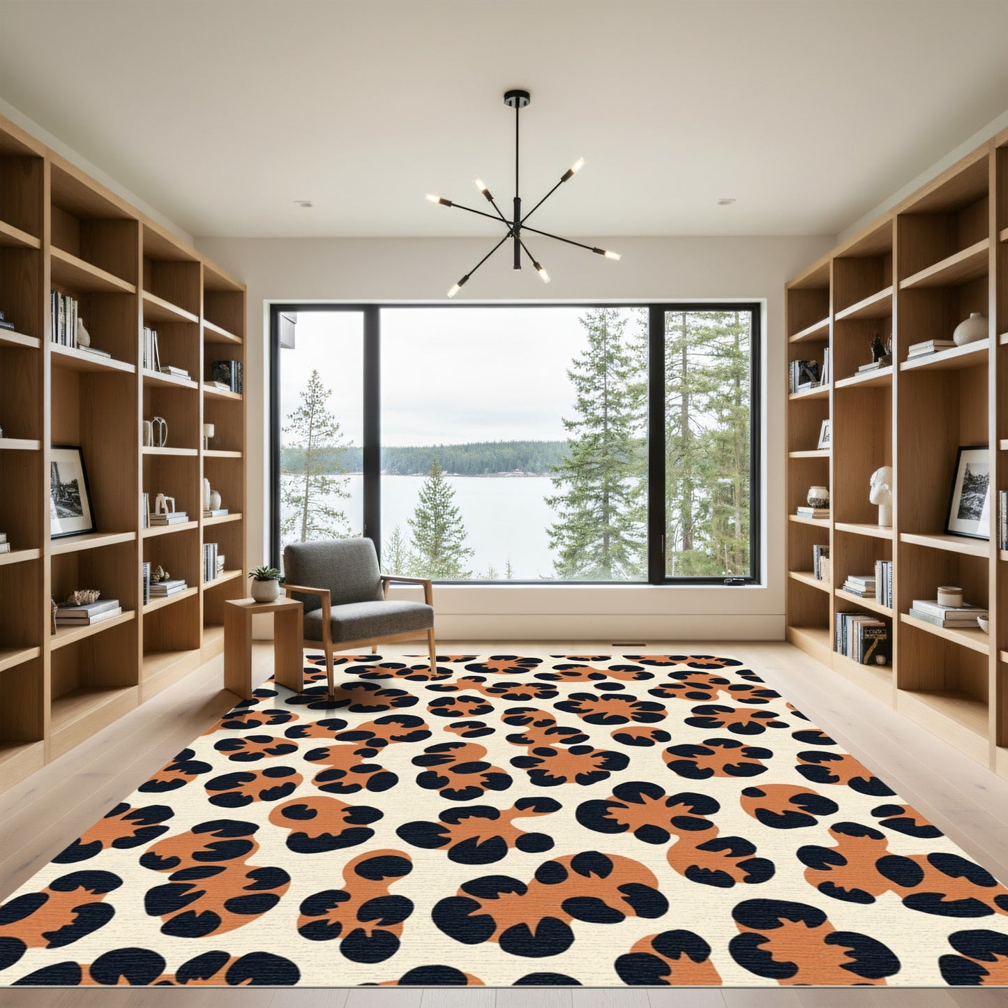 Vibrant Tan Black Animal Spots Rug