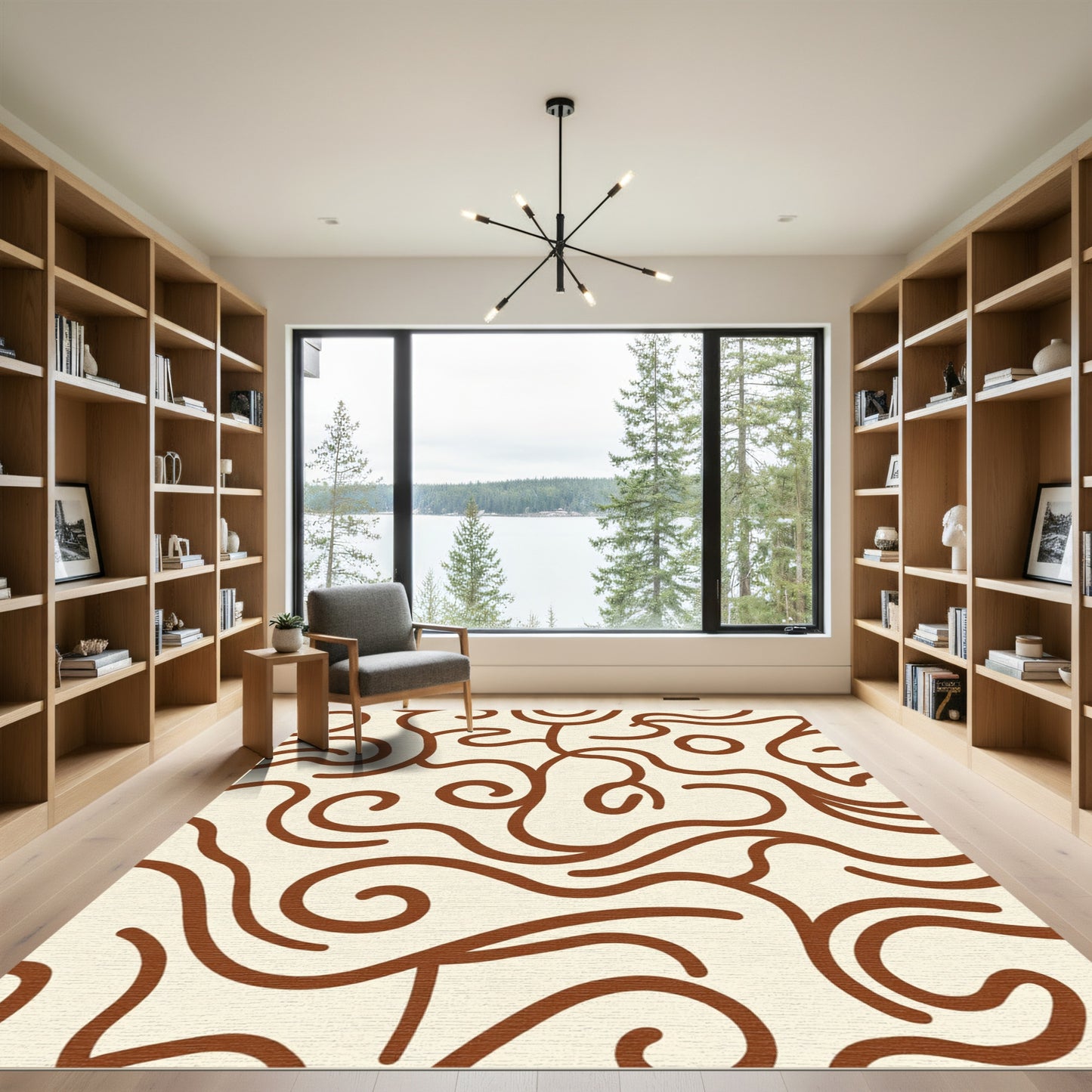 Terracotta Swirl Abstract Organic Rug