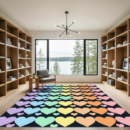 Pastel Hearts Colorful Repeat Rug