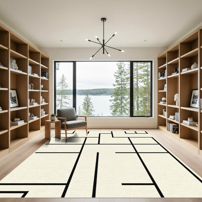 Modern Black White Geometric Bauhaus Rug