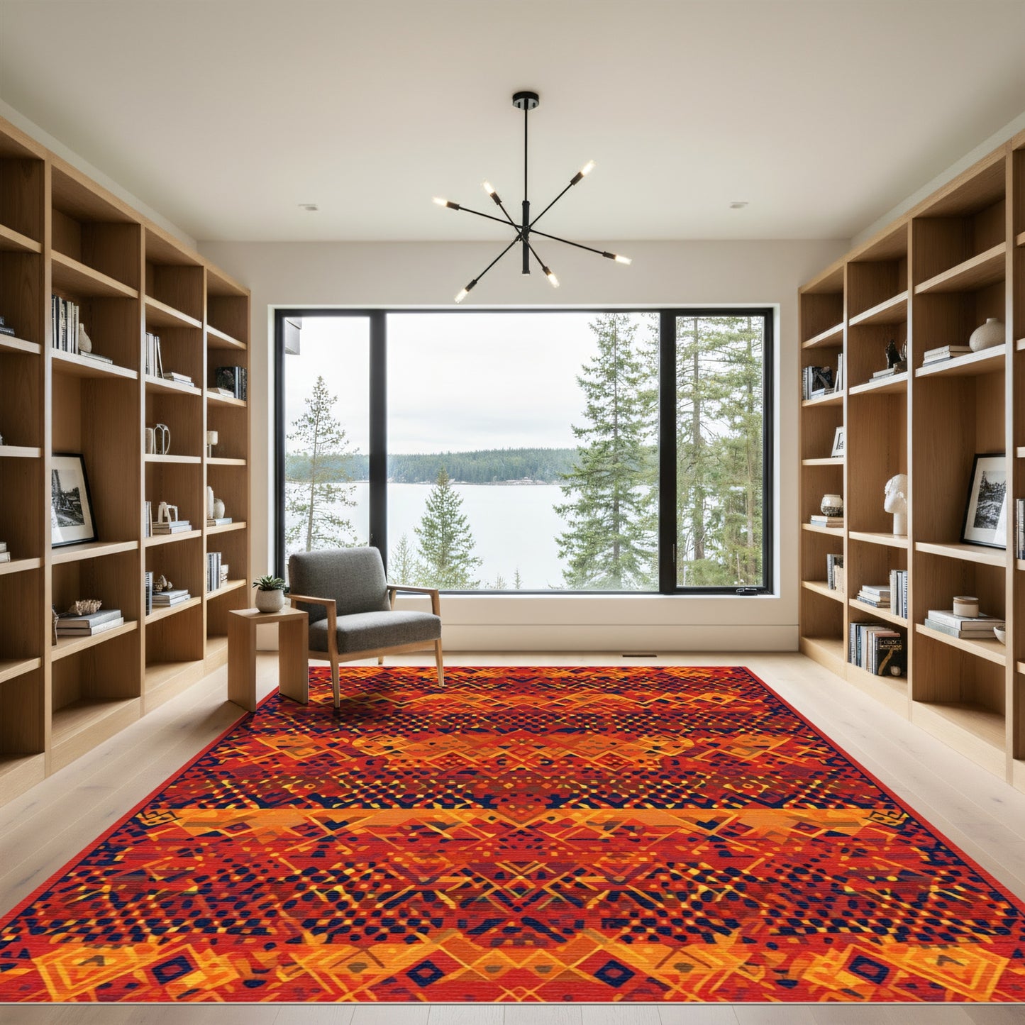 Warm Rustic Red Geometric Tribal Rug