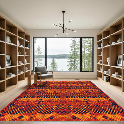Warm Rustic Red Geometric Tribal Rug
